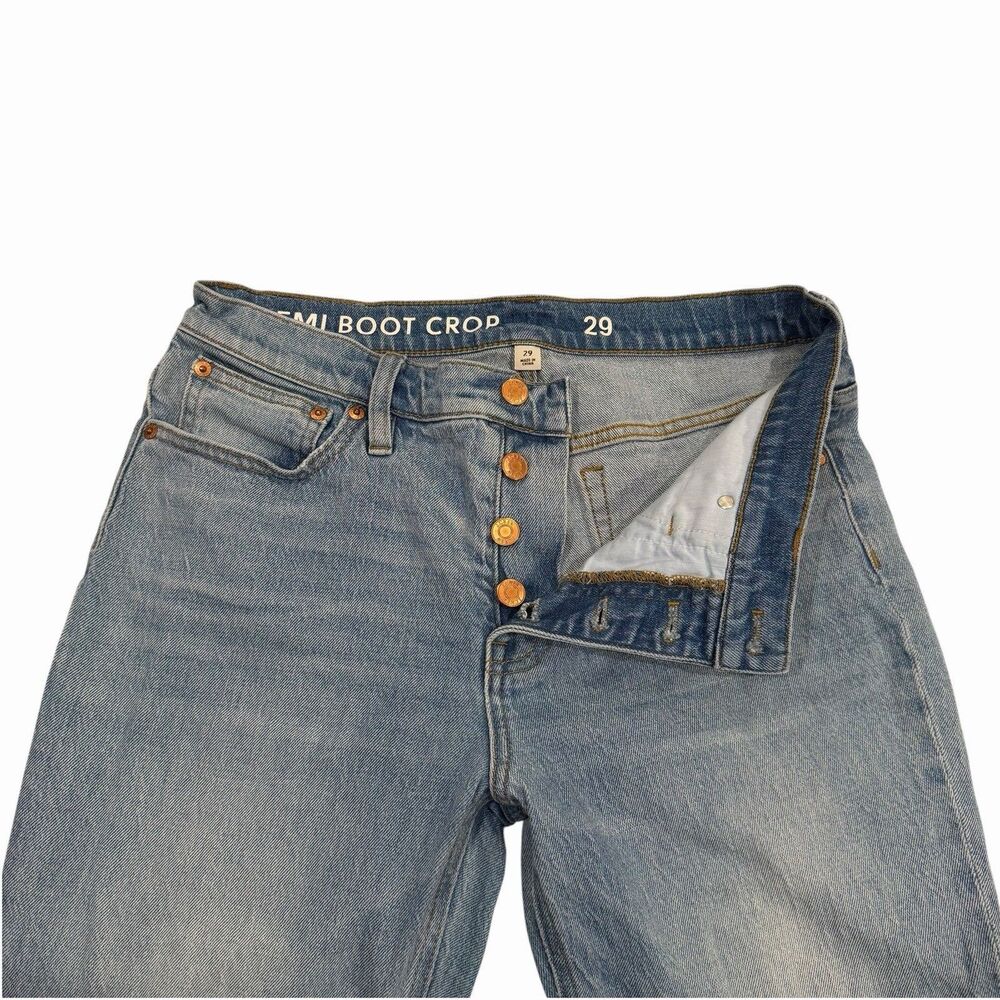 J. Crew Women's Jeans Size 29 9" Billie Blue Denim Boot Crop Light Wash Frayed - Picture 4 of 12